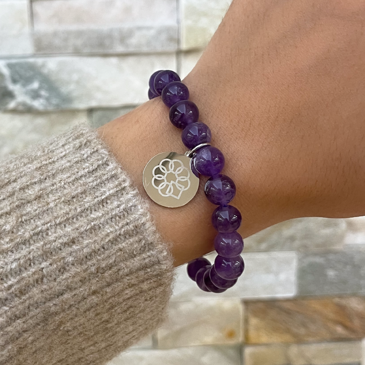 EMBRACE THE DIFFERENCE® Natural Amethyst Gemstone Stretch Bracelet