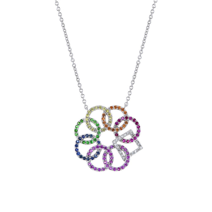 Embrace The Difference®️14K W/G Multi Sapphire and Diamond Symbol Pendant