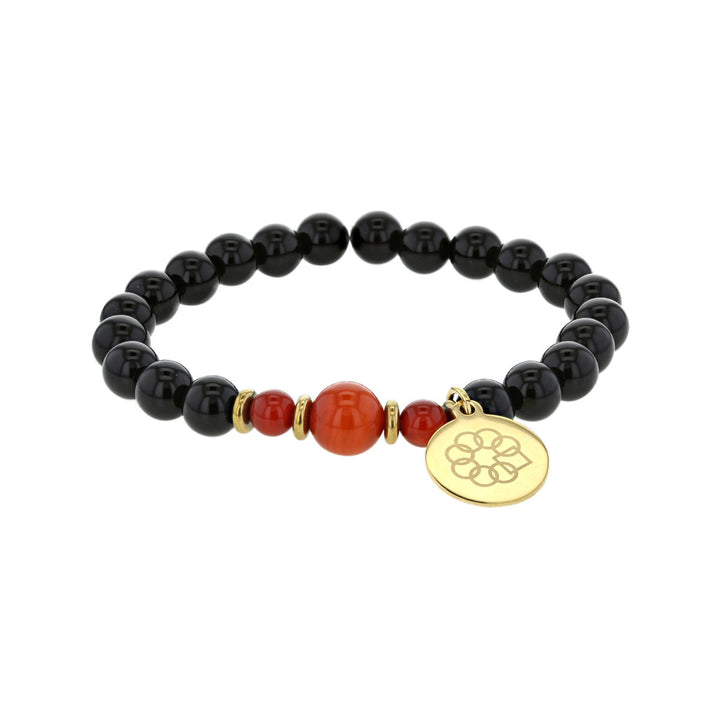 EMBRACE THE DIFFERENCE®  Black Onyx and Red Agate Gemstone Beaded Stretch Bracelet